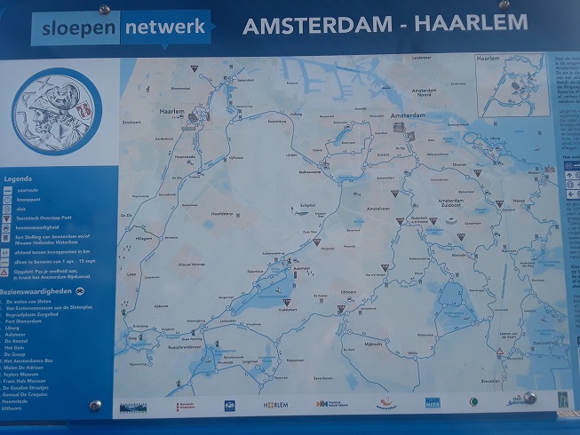 Map of Amsterdam to Haarlem Via Canals