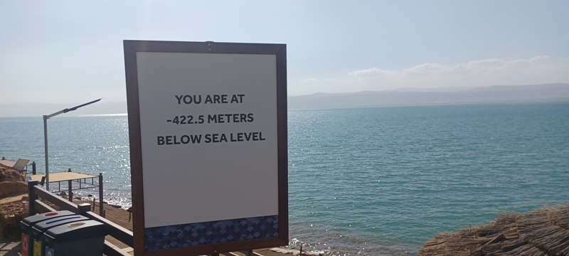 Dead Sea Below Sea Level Sign